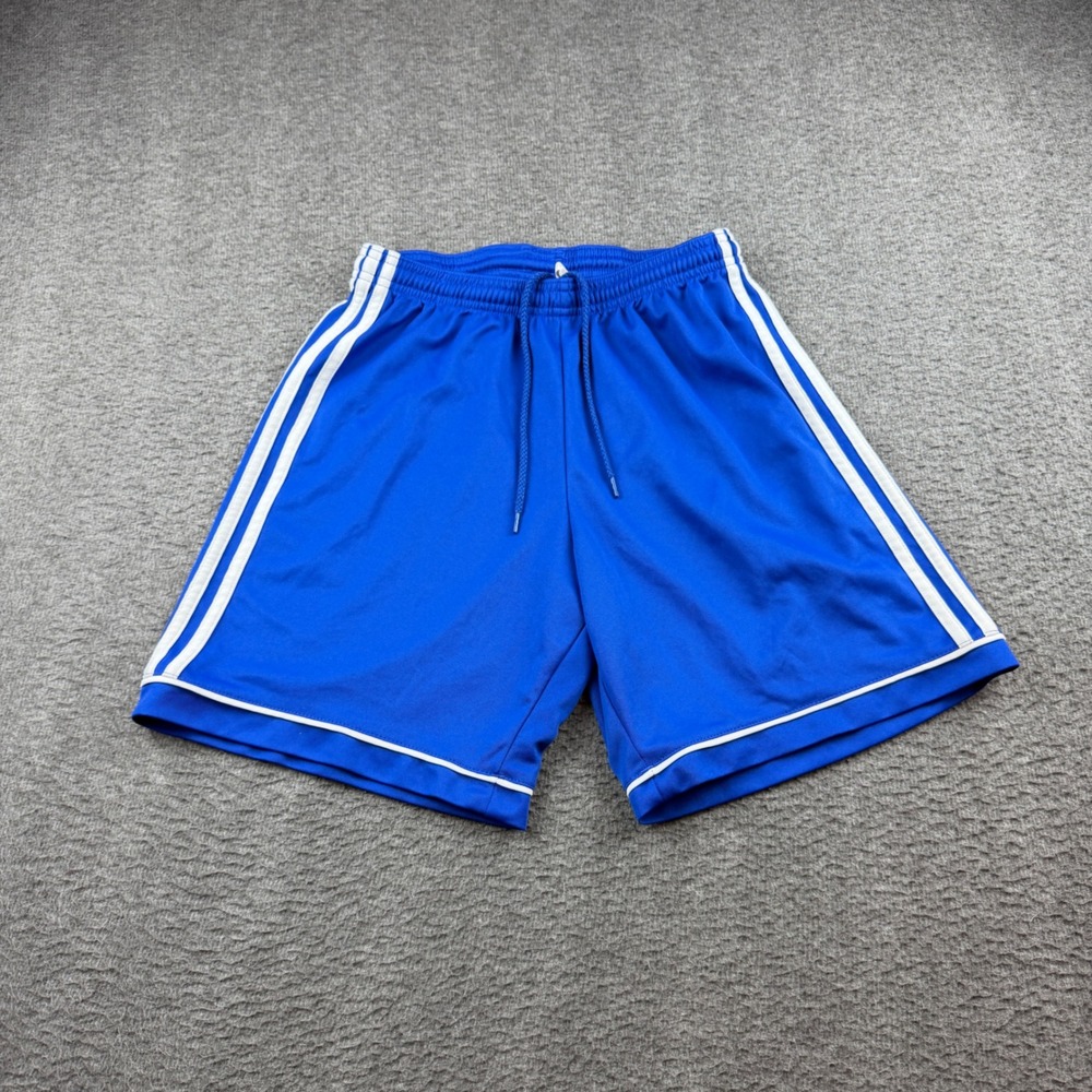 Adidas Soccer Shorts Mens Small Blue Climalite 3-Stripe Athletic Gym BK4765